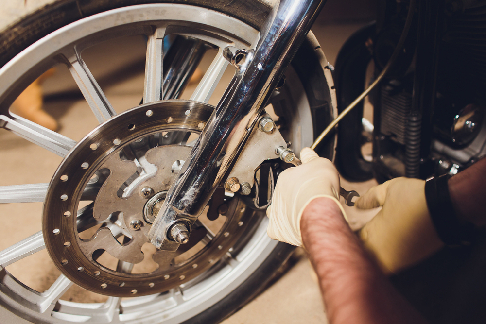 Spring motorcycle maintenance brake inspection