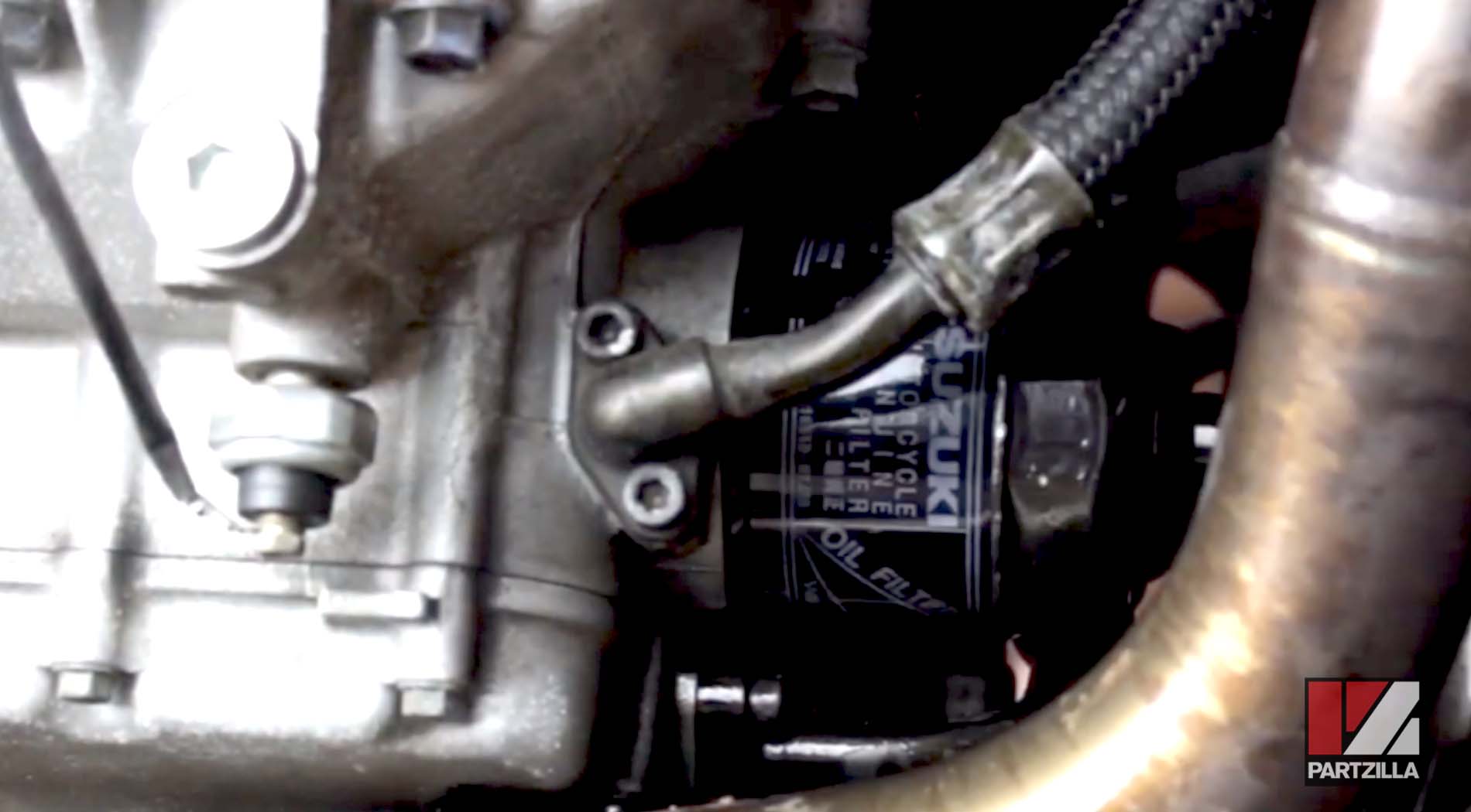 Suzuki GSXR motorcycle oil filter installation