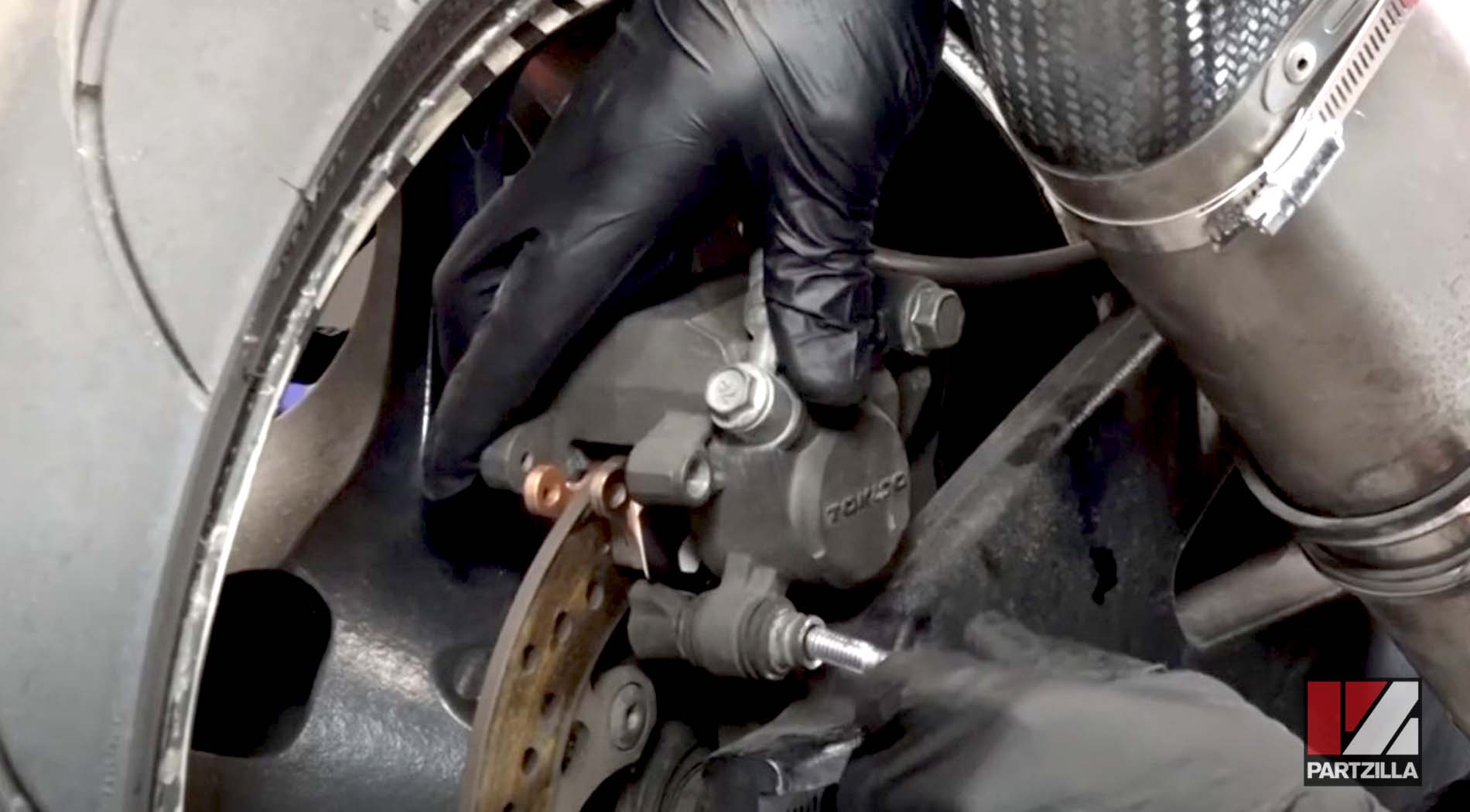 Suzuki GSXR motorcycle rear brake pads change