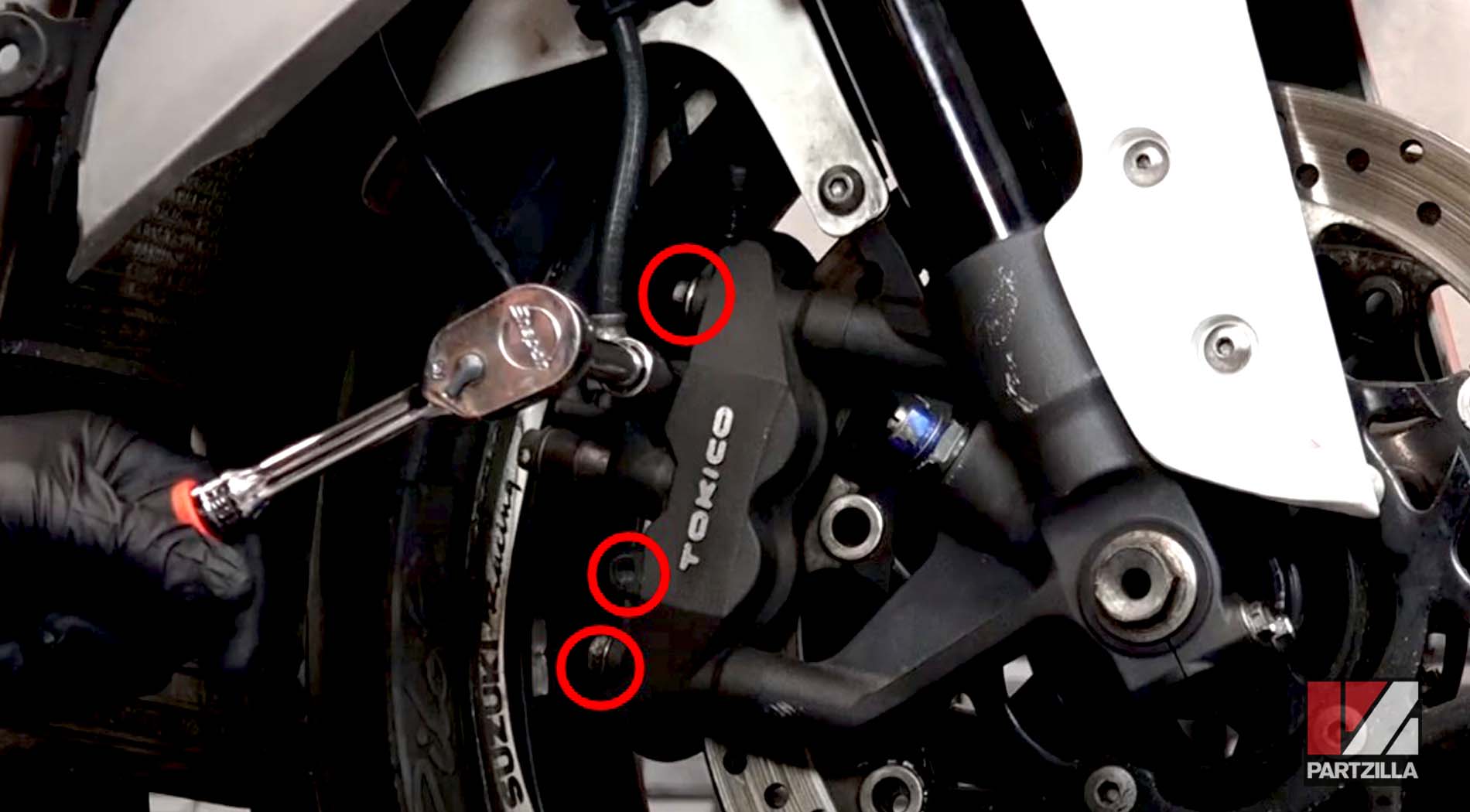 Suzuki GSXR1000 motrcycle front brake pad pins