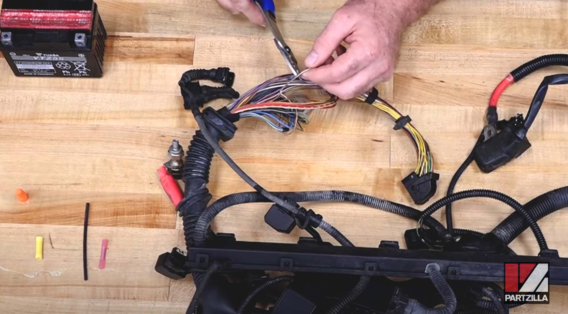 Wiring harness repair wire cutting