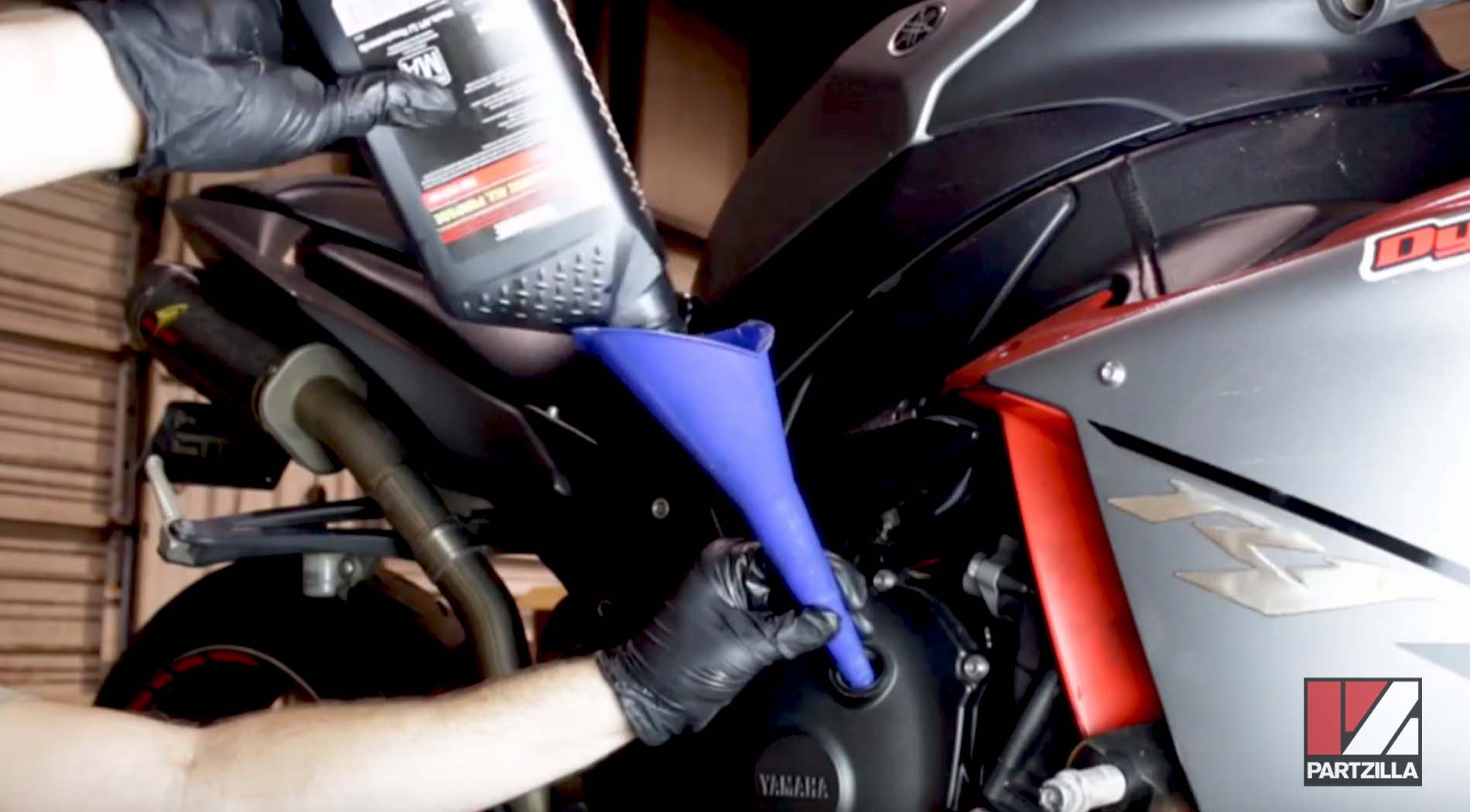 Yamaha R1 motorcycle oil change service