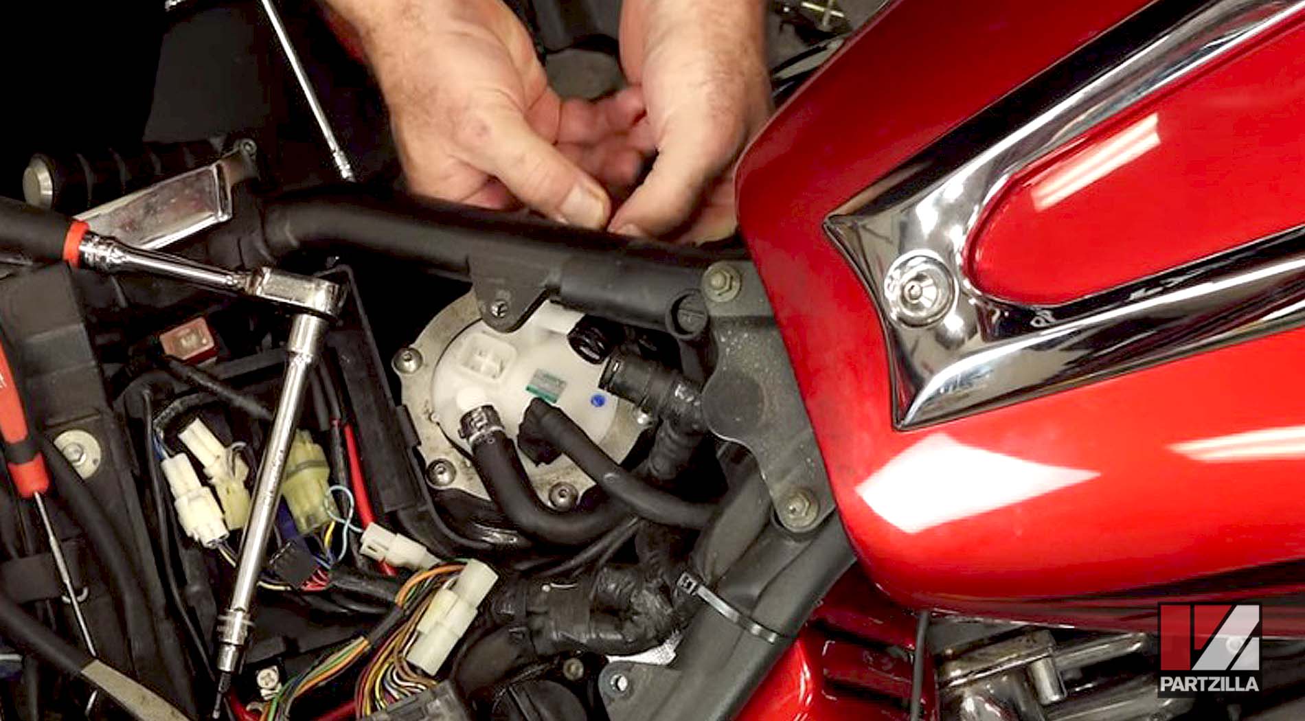 Yamaha Raider motorcycle fuel pump change reconnect