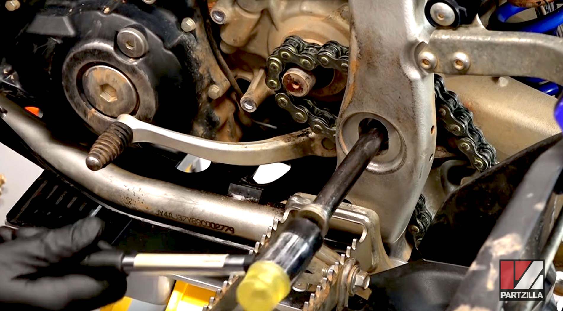 Yamaha ATV swingarm pivot pin adjustment