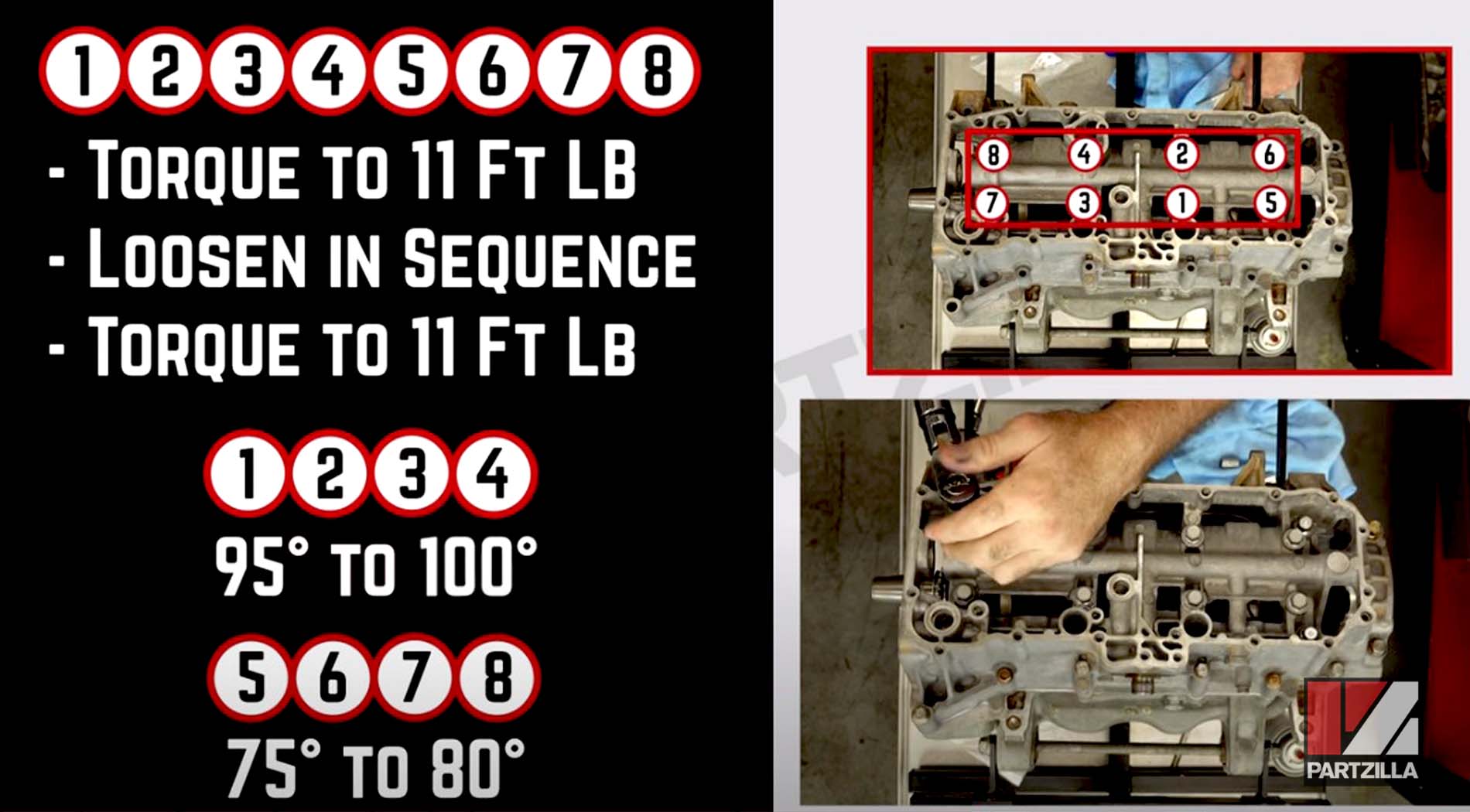 Yamaha YXZ1000R engine rebuild crankcase bolts torque sequence