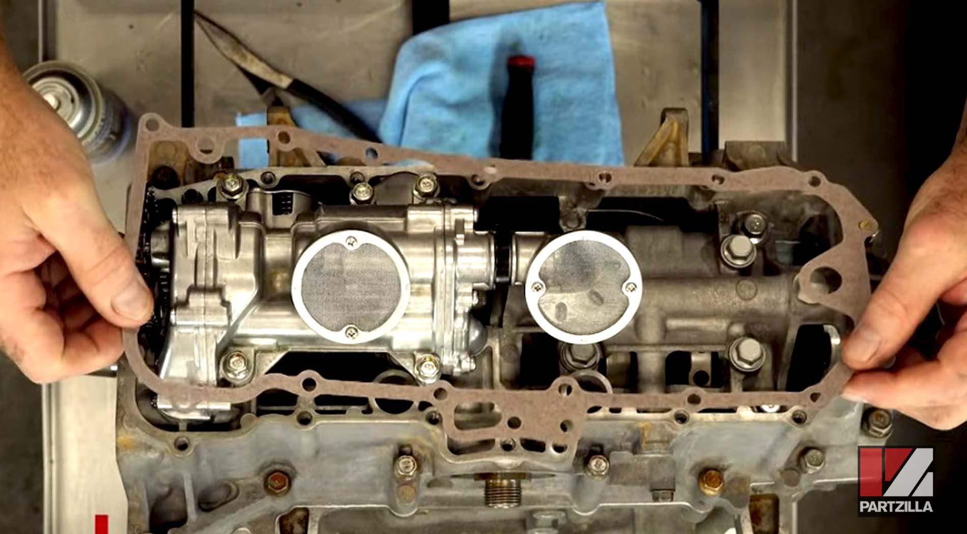 Yamaha YXZ1000R bottom end rebuild strainer cover gasket