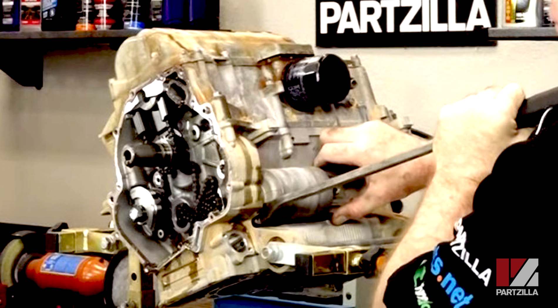 Yamaha YXZ1000R engine teardown starter motor removal