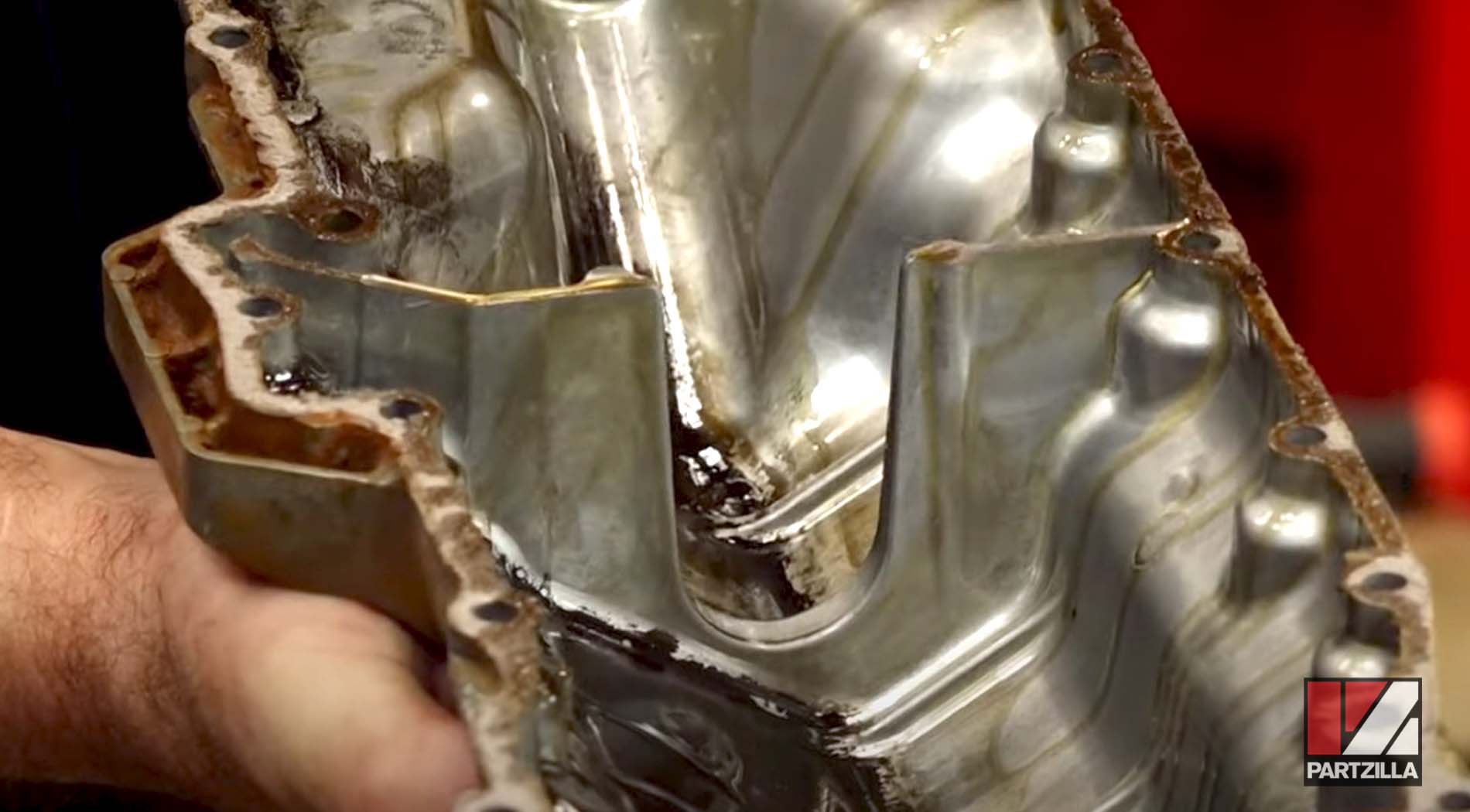 Yamaha YXZ1000R engine teardown oil pump cover removed