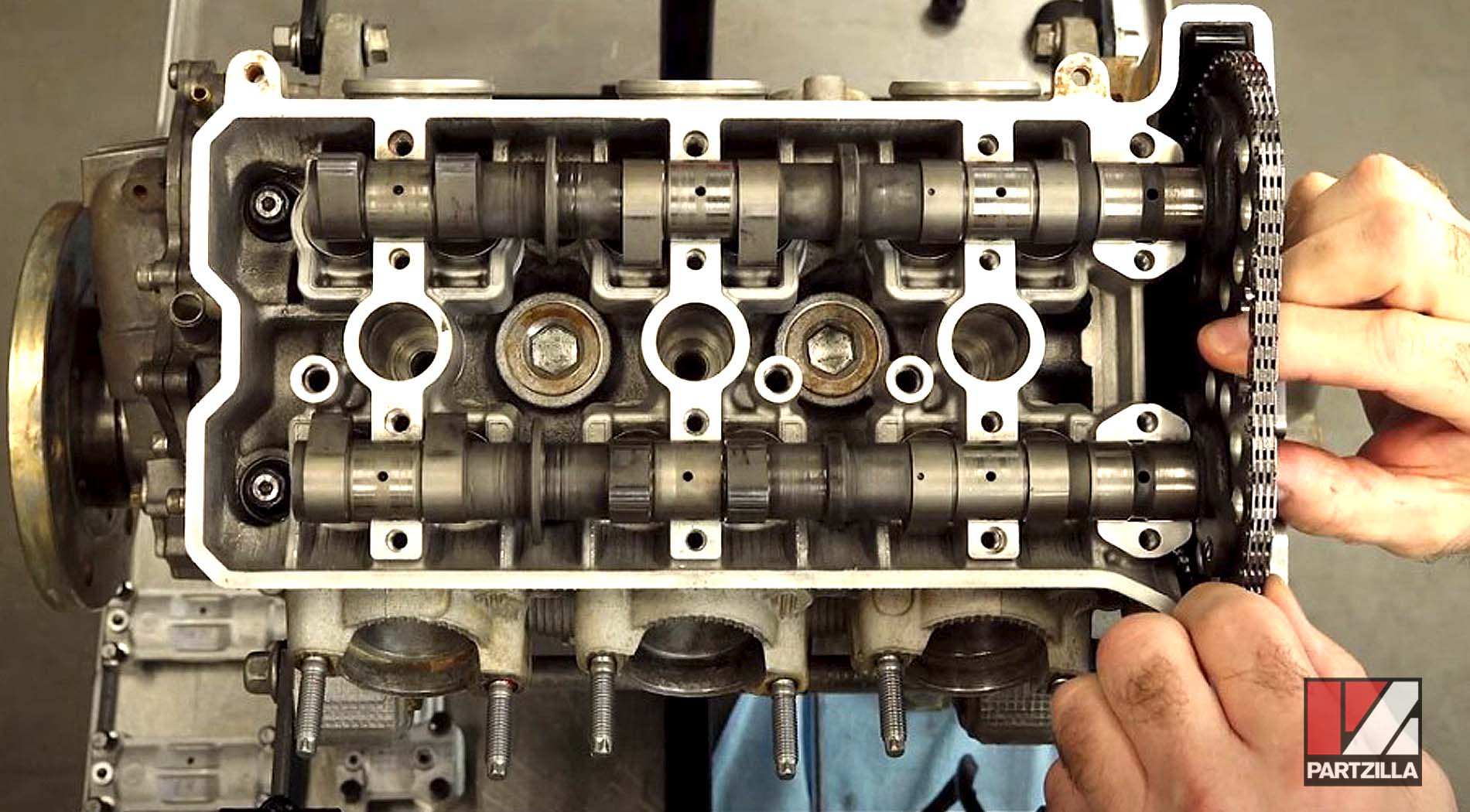 2016 Yamaha YXZ1000R side-by-side engine rebuild head installation