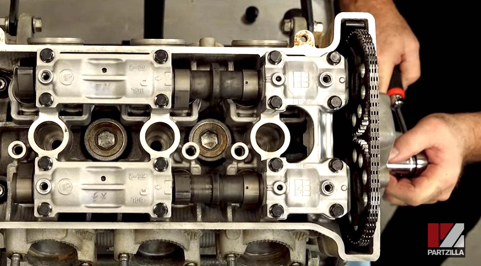 Yamaha SxS engine rebuild cylinder head installation