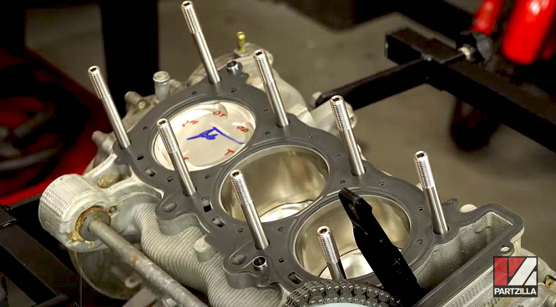 2016 Yamaha YXZ1000 UTV engine rebuild cylinder head installation