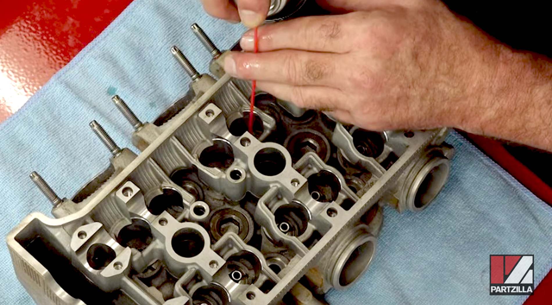 Yamaha YXZ1000R engine rebuild valve guide cleaning
