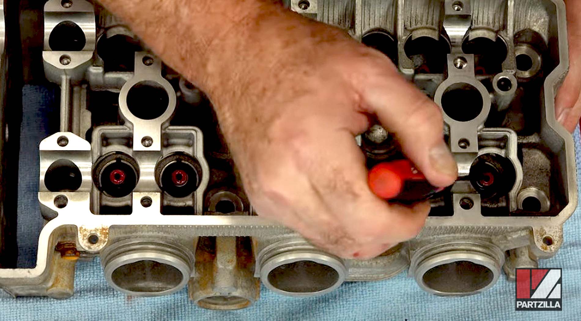 Yamaha YXZ1000R engine rebuild valve guide prep