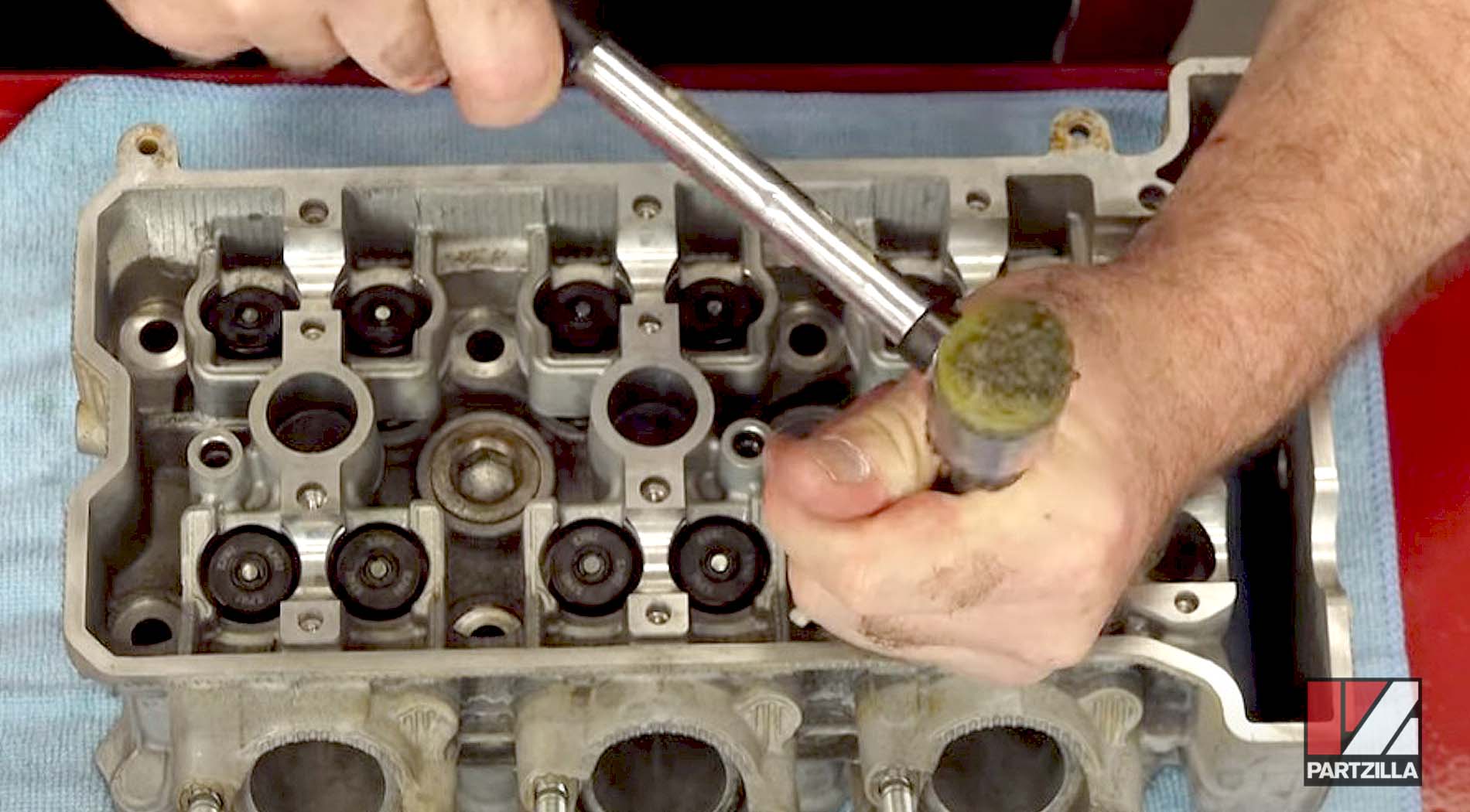 Yamaha YXZ1000R UTV engine rebuild valve installation
