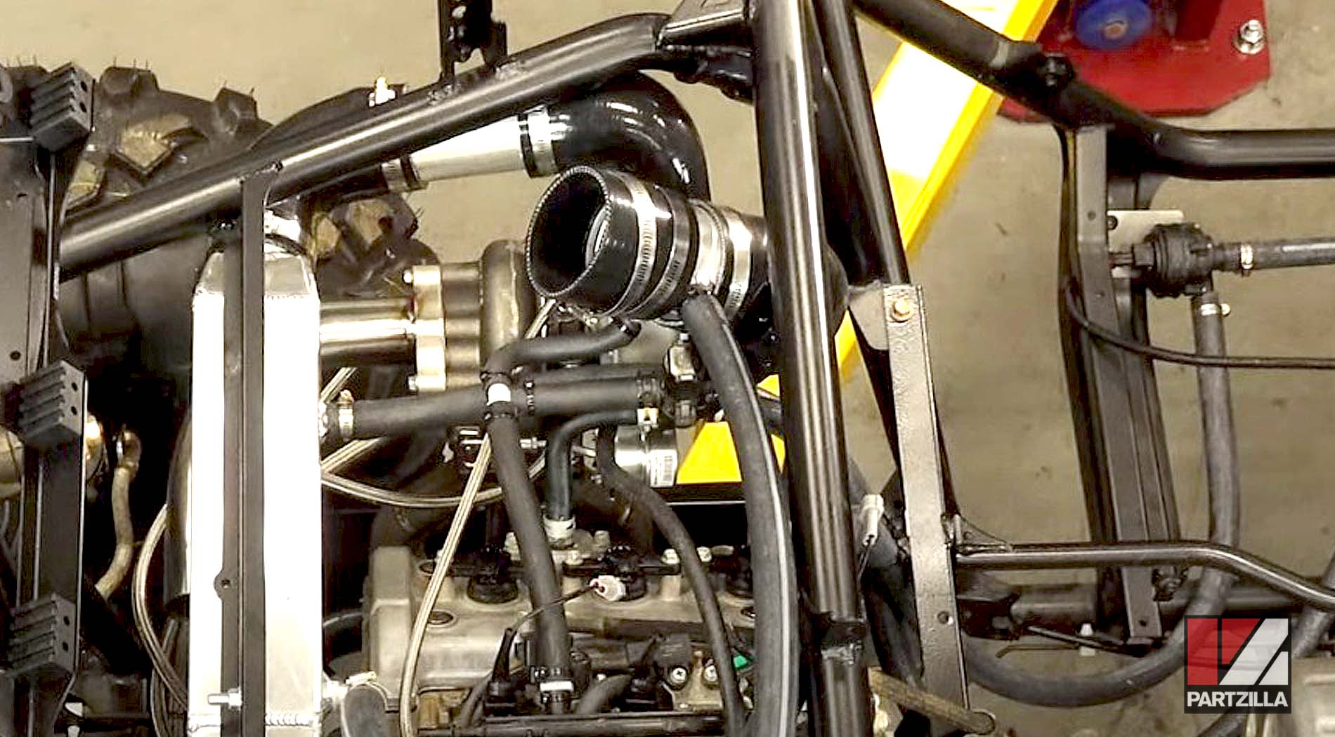 Yamaha YXZ1000R UTV GYTR turbo kit installation fuel injectors