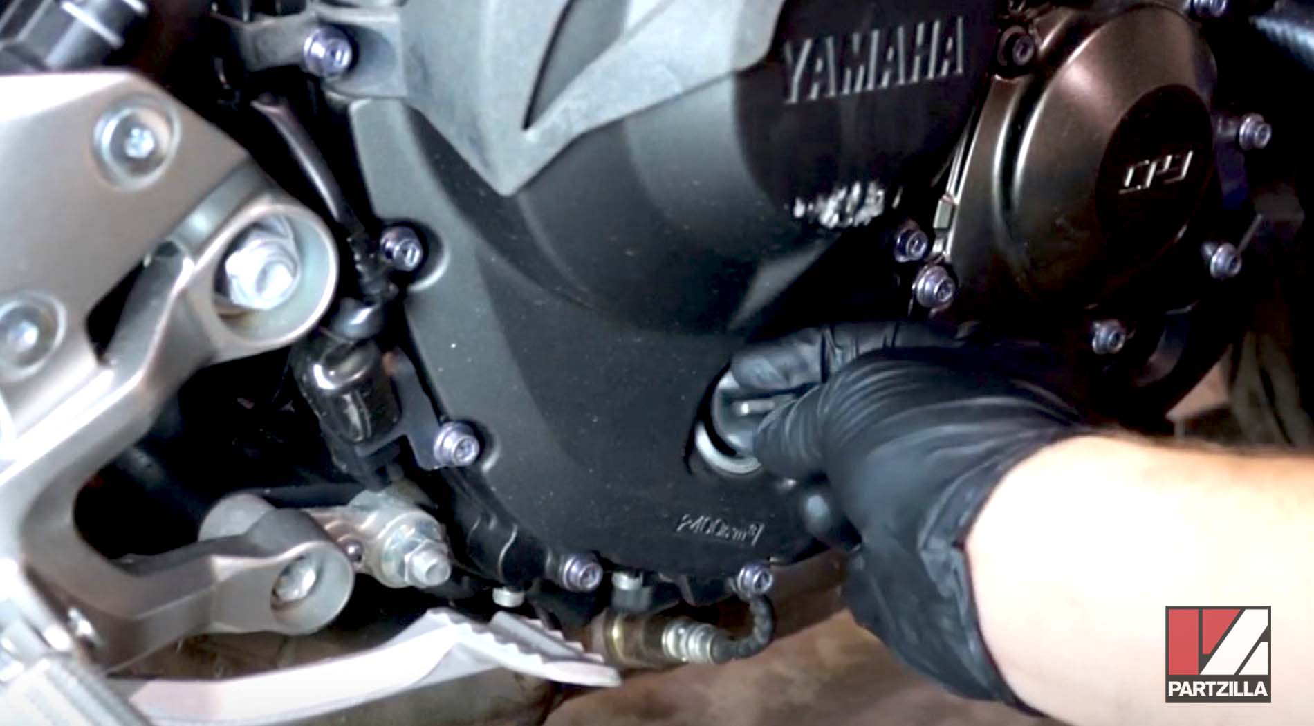 Yamaha FZ-09 motorcycle oil change