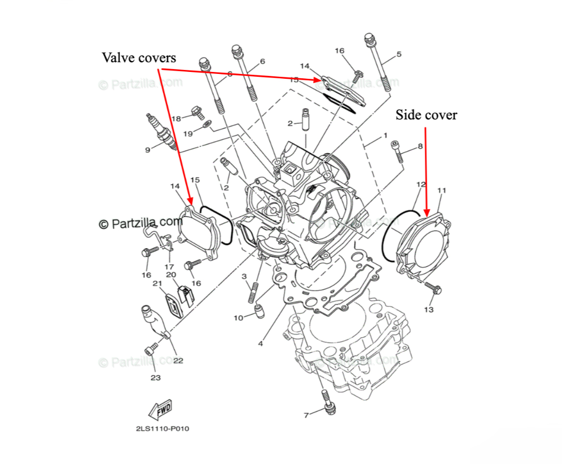 Yamaha Raptor 700 cylinder head parts diagram 