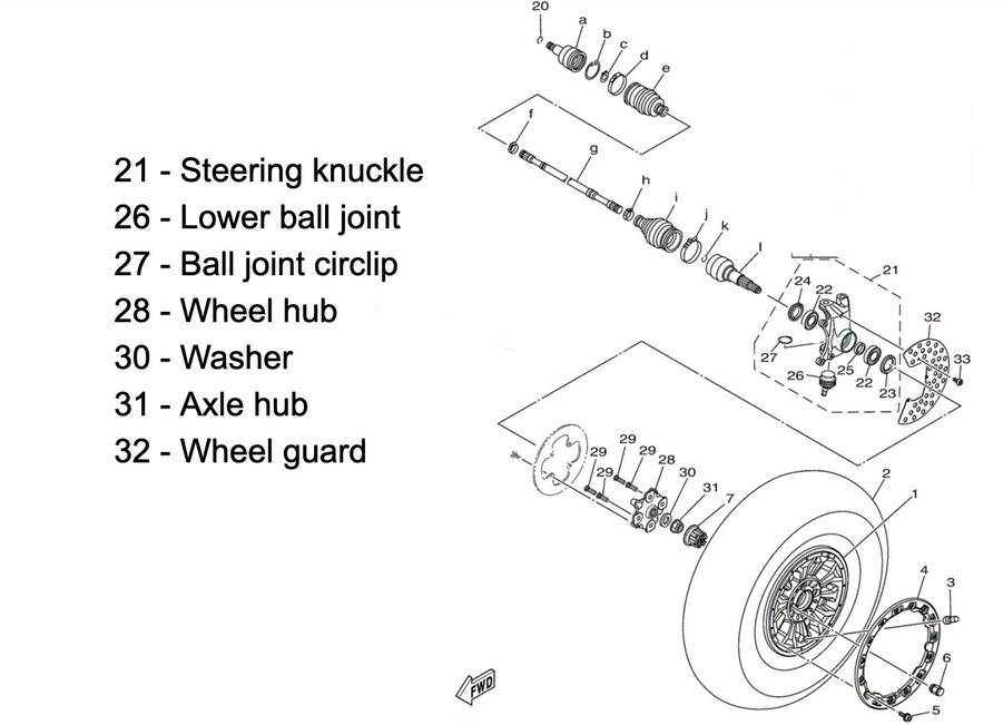 Yamaha YXZ1000R lower ball joint parts diagram