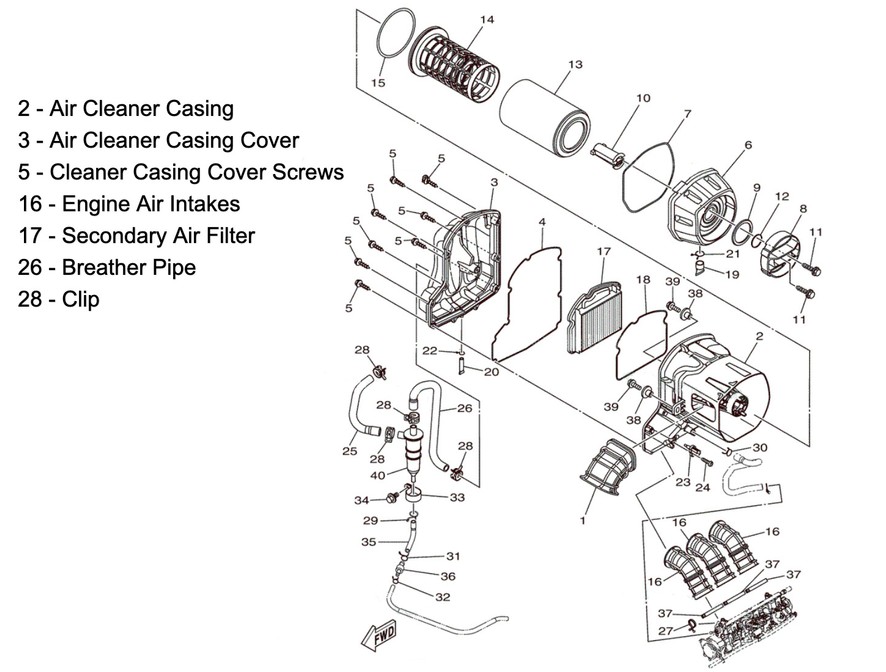 Yamaha YXZ1000R air filter parts diagram