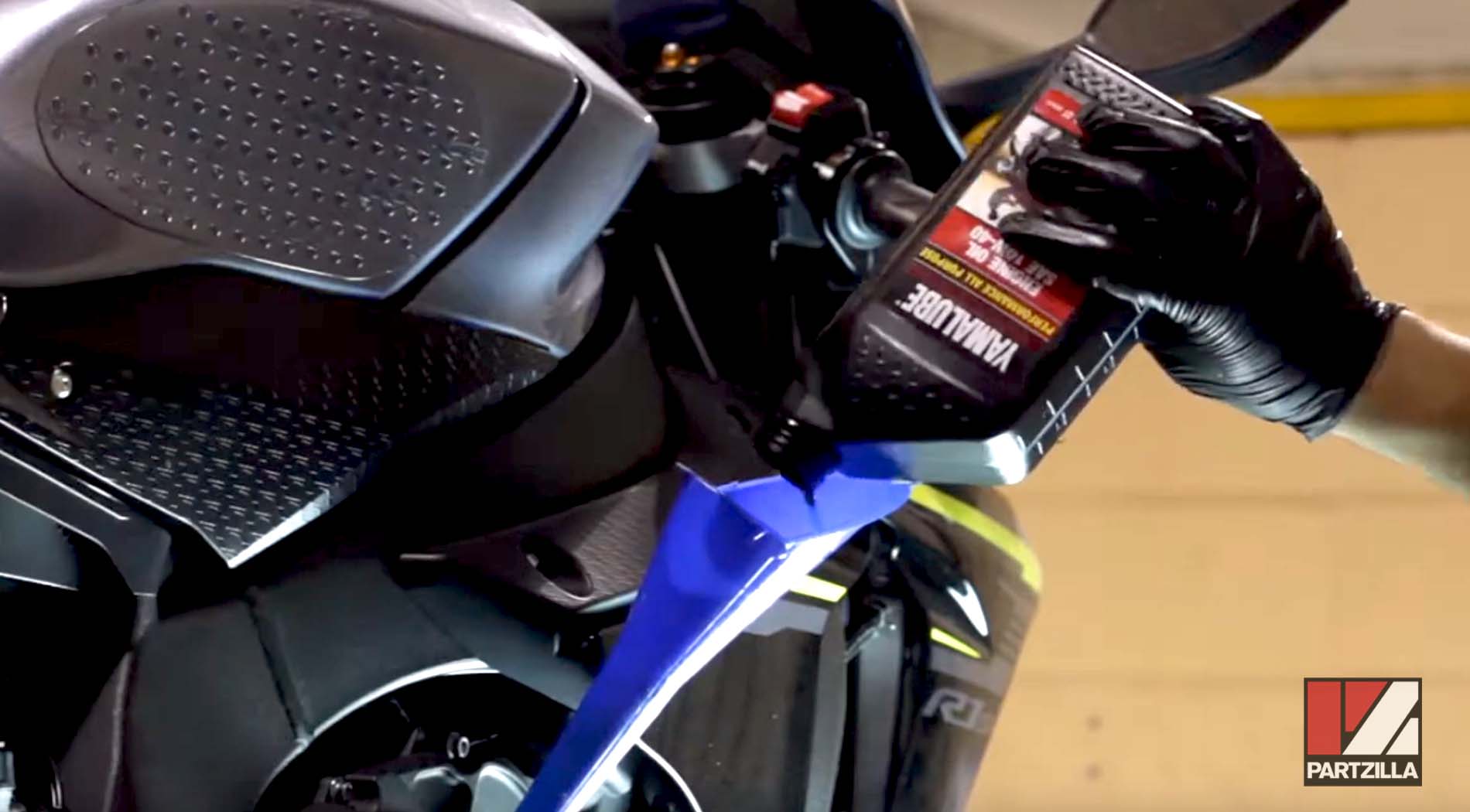 Yamaha R1 motorcycle oil change